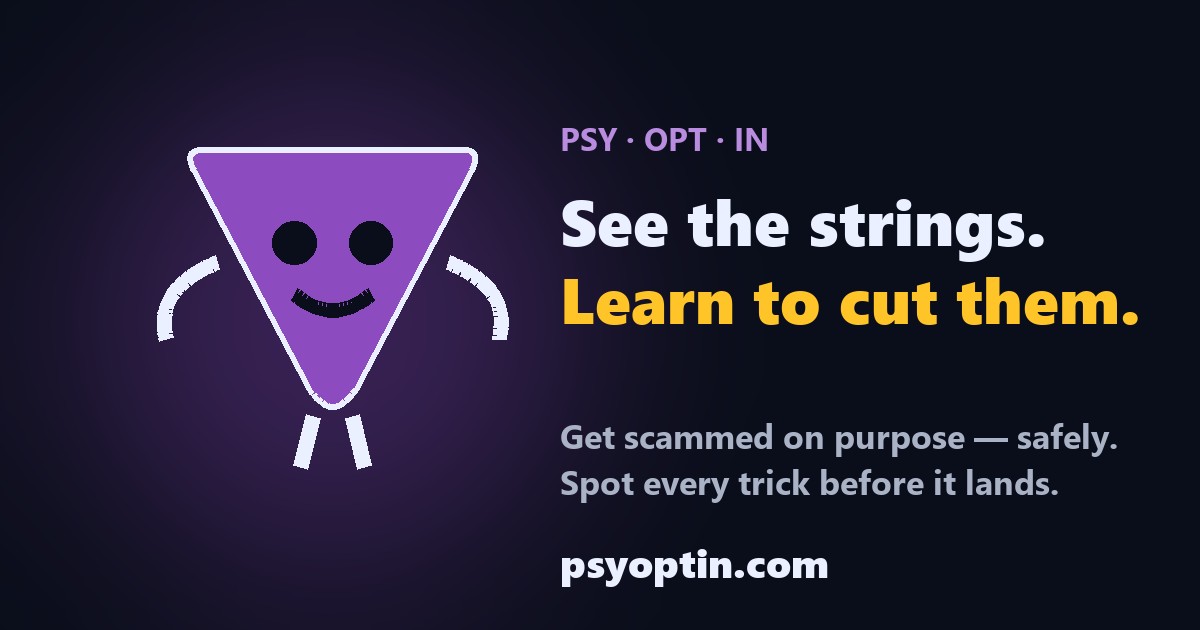 Psy-Opt-In — get scammed on purpose, safely